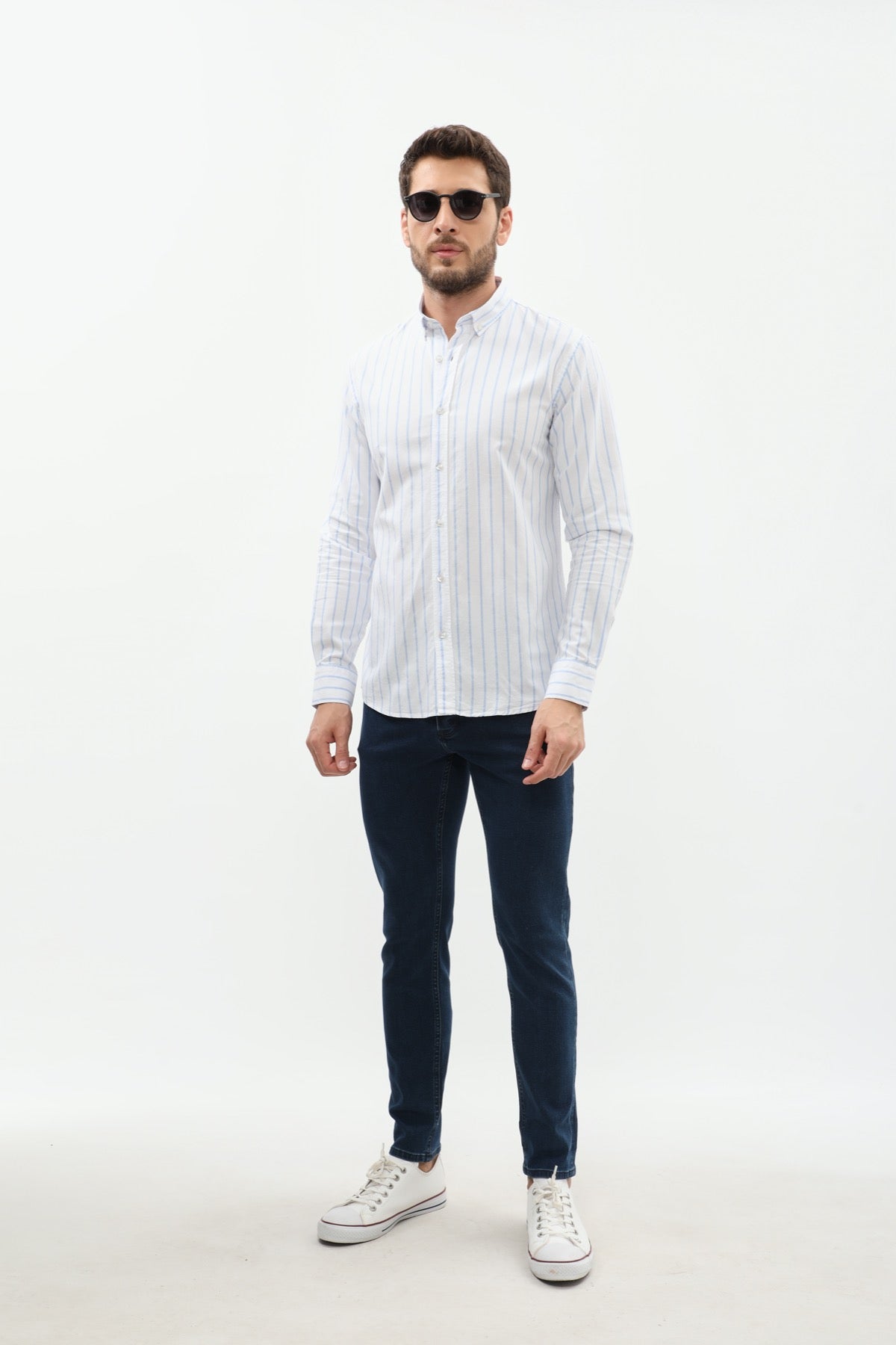قميص مخطط بقبة بأزرار من SHIRTSPRO - لون أزرق