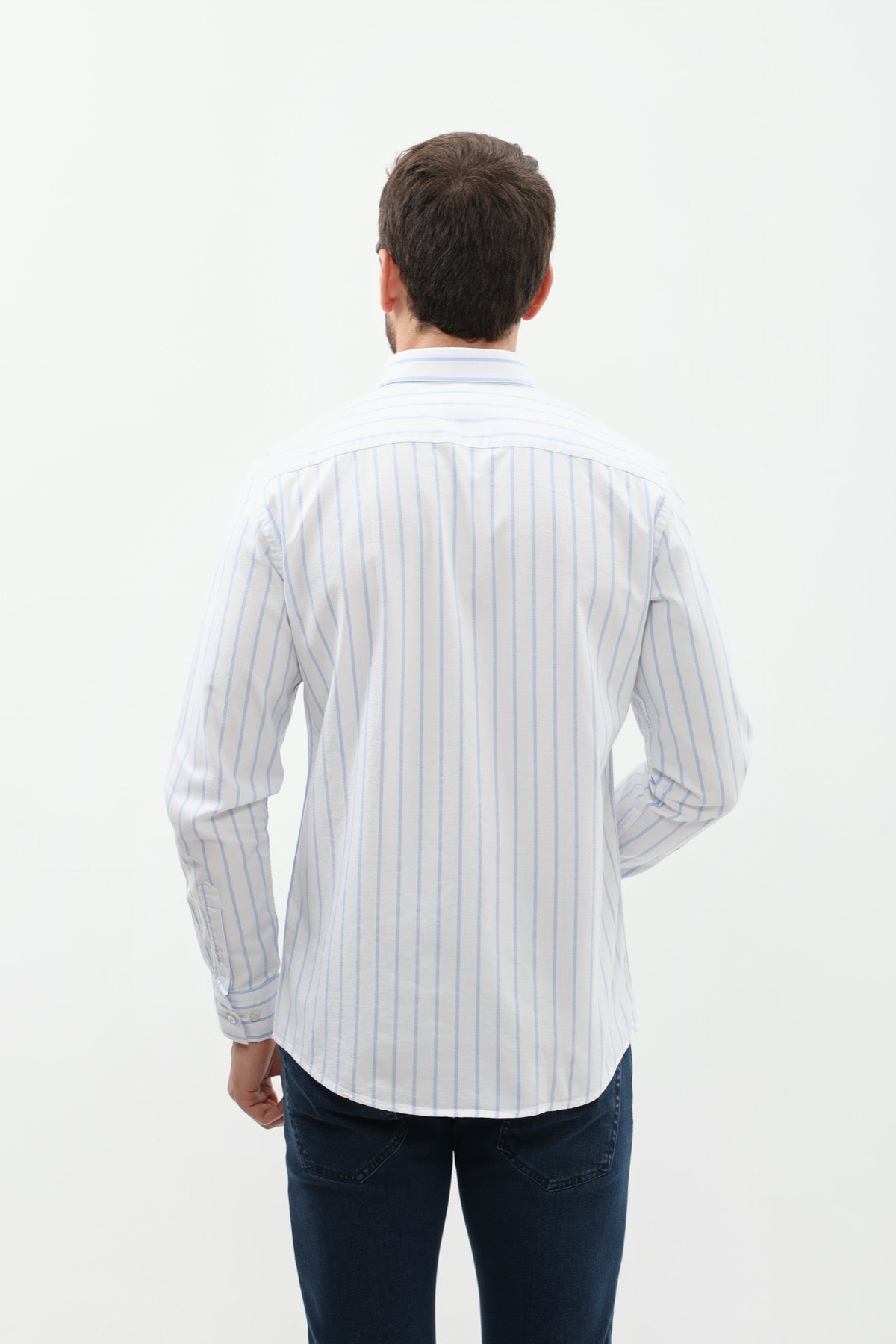 قميص مخطط بقبة بأزرار من SHIRTSPRO - لون أزرق