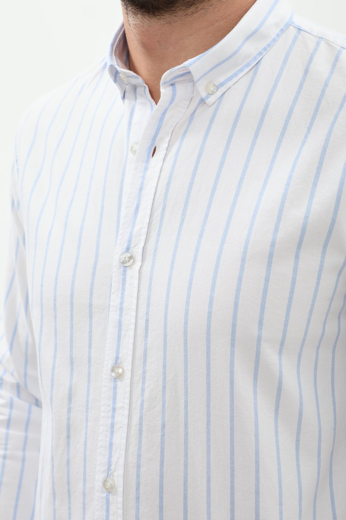 SHIRTSPRO Striped Regular Fit Shirt - Button-Down Collar - Blue