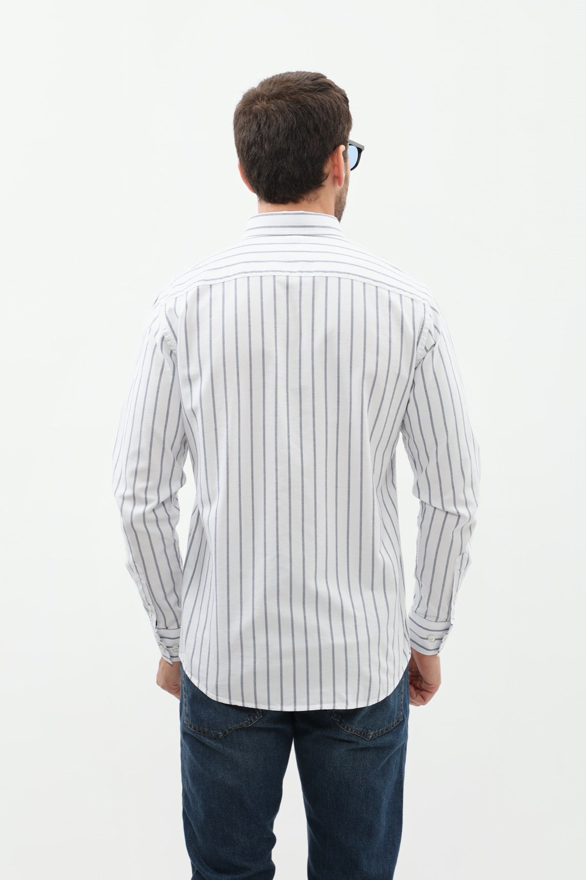 قميص مخطط بقبة بأزرار من SHIRTSPRO - لون كحلي