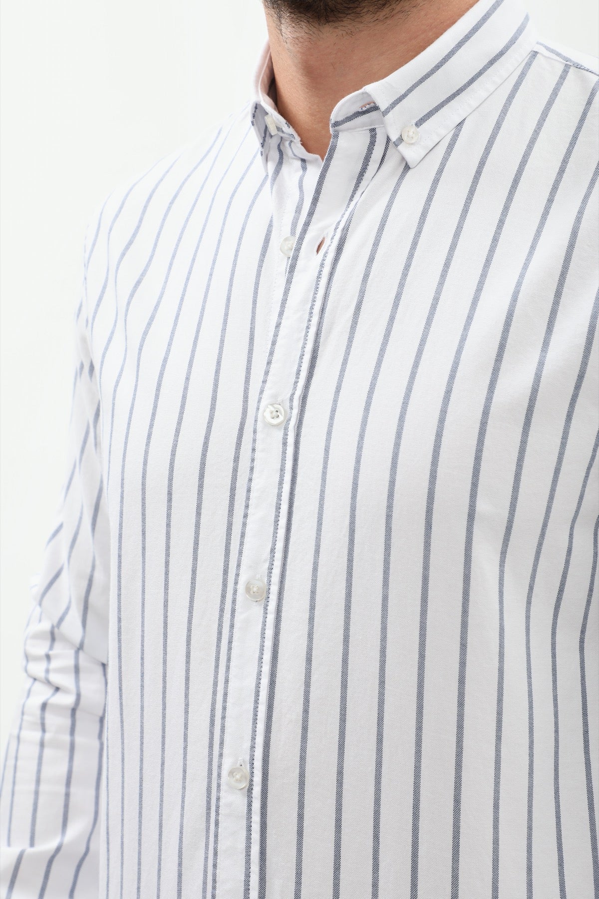 SHIRTSPRO Striped Regular Fit Shirt - Button-Down Collar - Navy