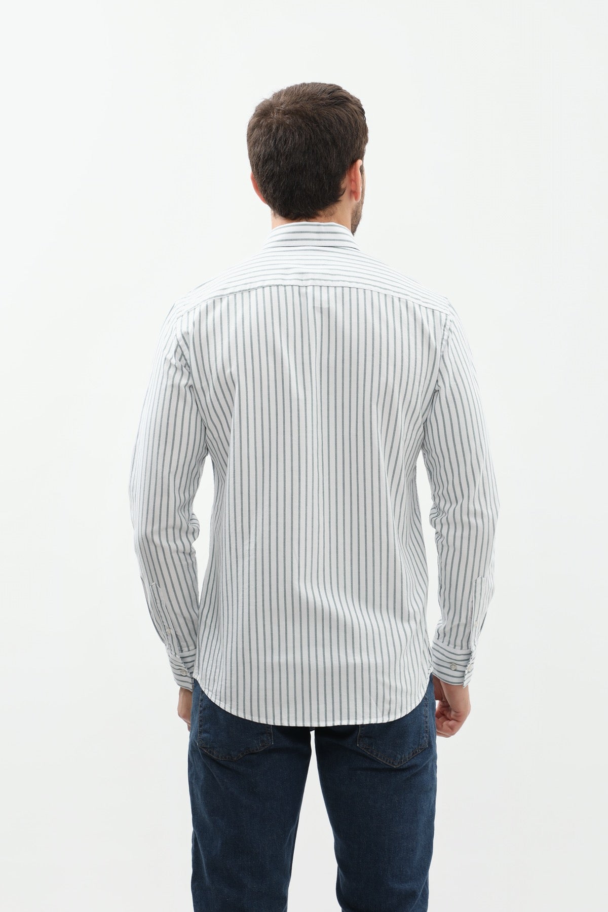 SHIRTSPRO Striped Regular Fit Shirt - Button-Down Collar - Petrol