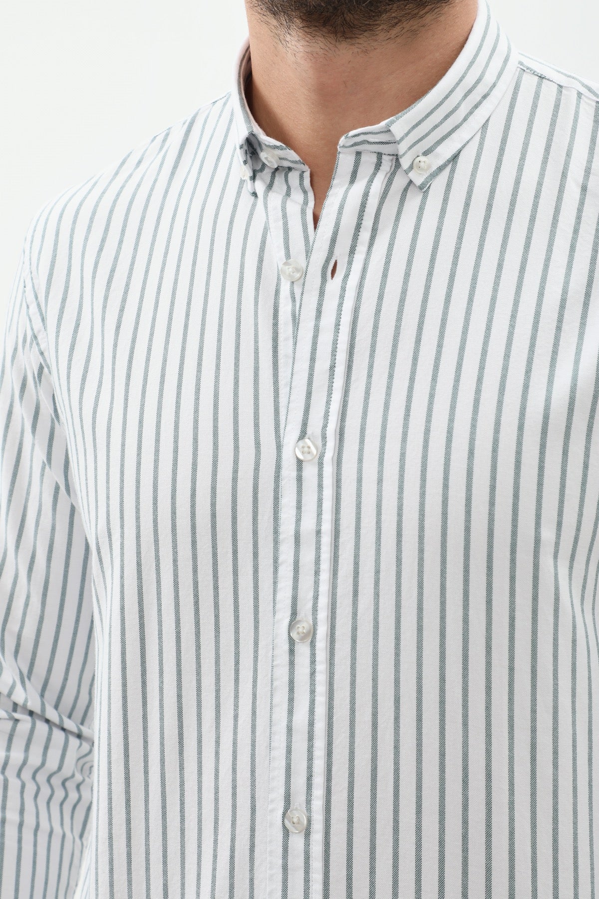SHIRTSPRO Striped Regular Fit Shirt - Button-Down Collar - Petrol
