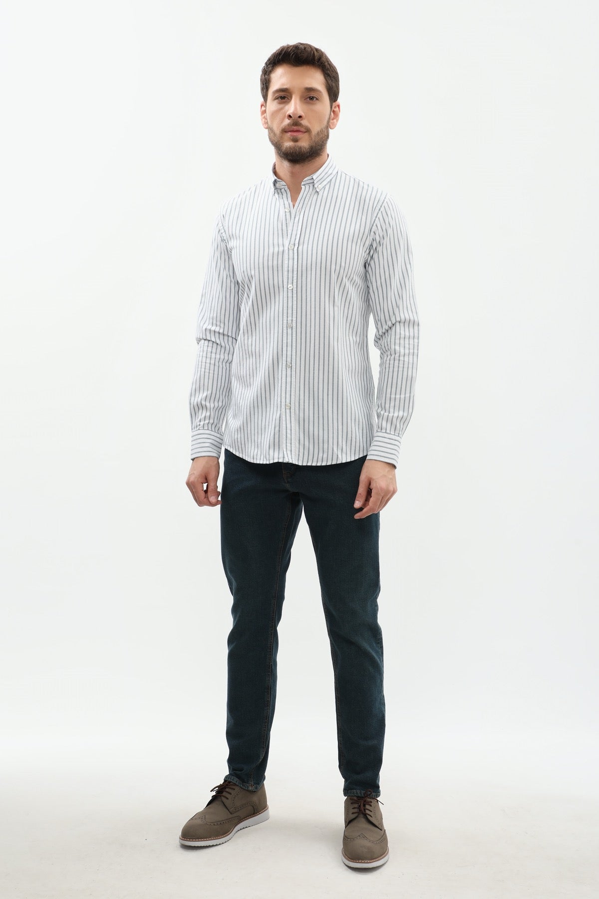 SHIRTSPRO Striped Regular Fit Shirt - Button-Down Collar - Ponderosa Pine
