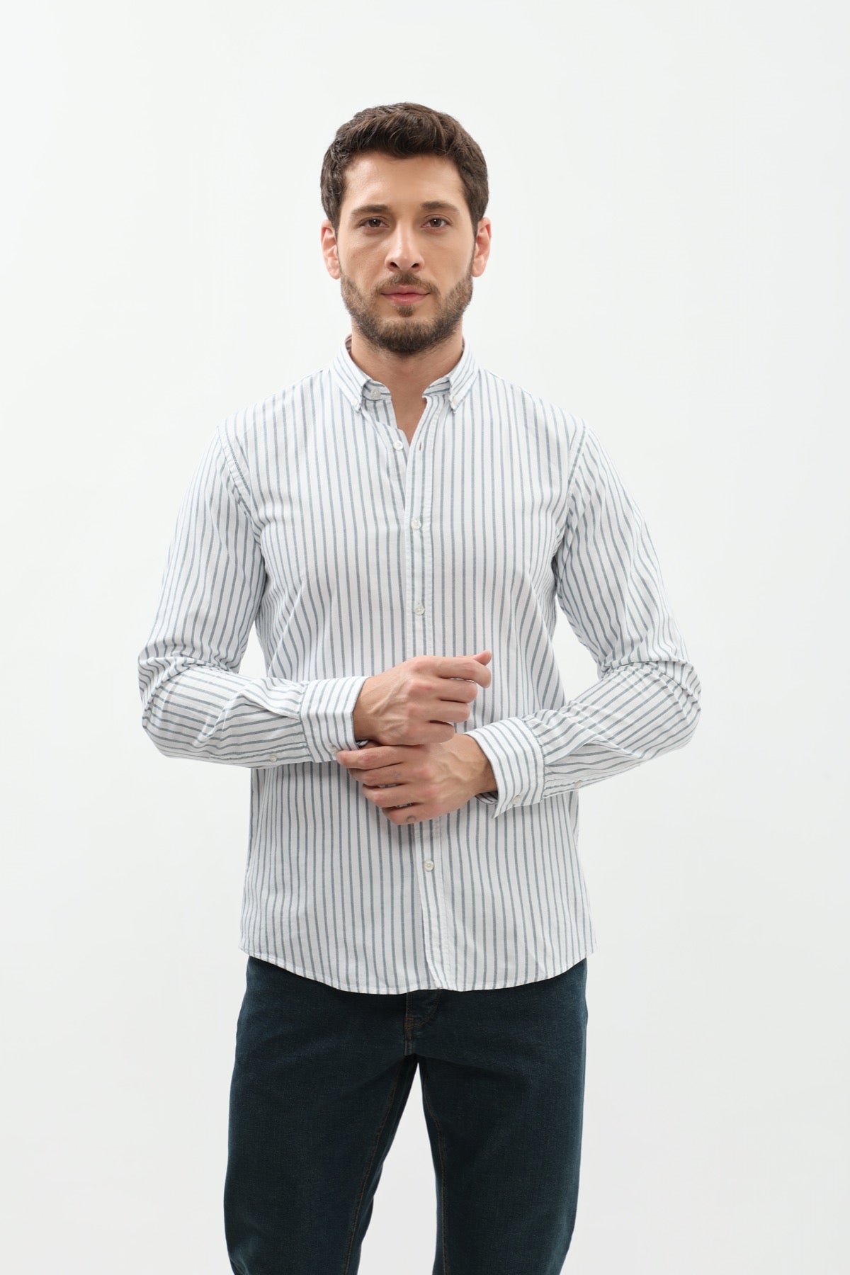 SHIRTSPRO Striped Regular Fit Shirt - Button-Down Collar - Ponderosa Pine