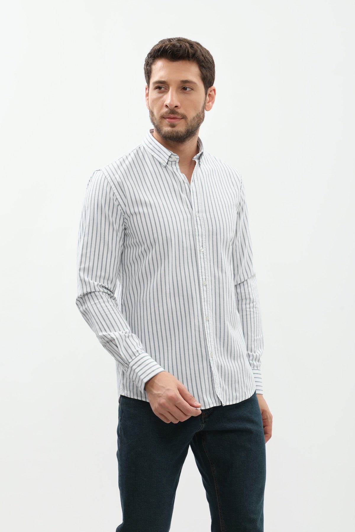 SHIRTSPRO Striped Regular Fit Shirt - Button-Down Collar - Ponderosa Pine