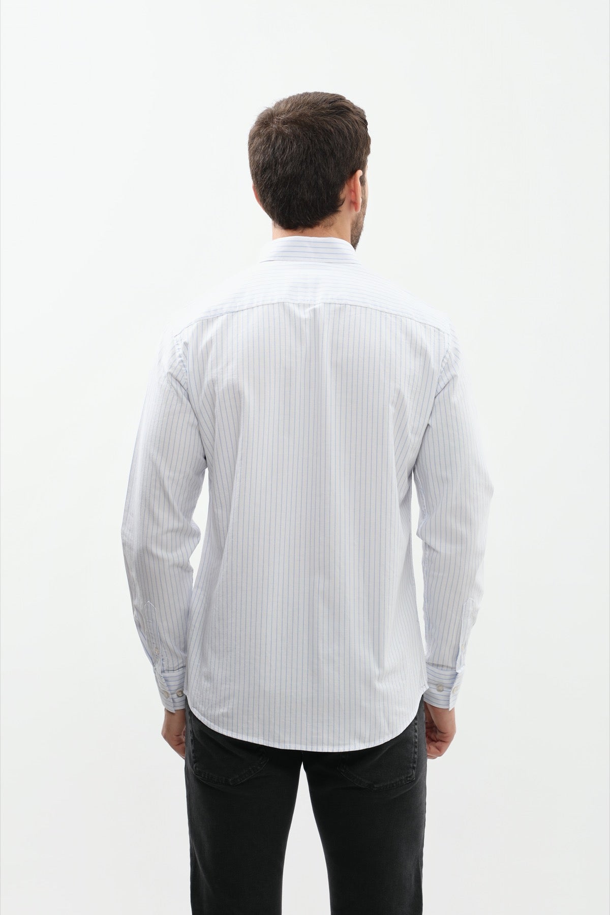قميص مخطط بقبة بأزرار من SHIRTSPRO - لون ازرق