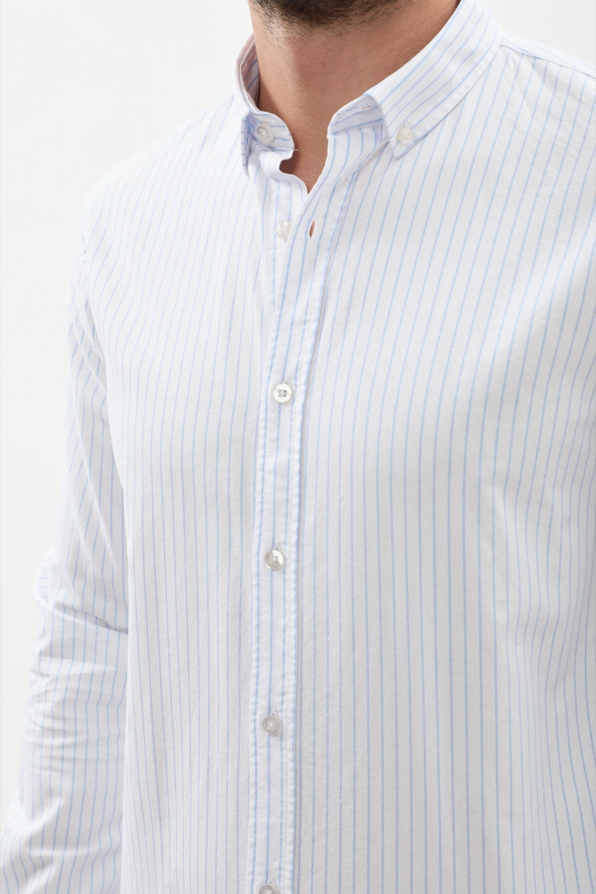 SHIRTSPRO Striped Regular Fit Shirt - Button-Down Collar - Blue