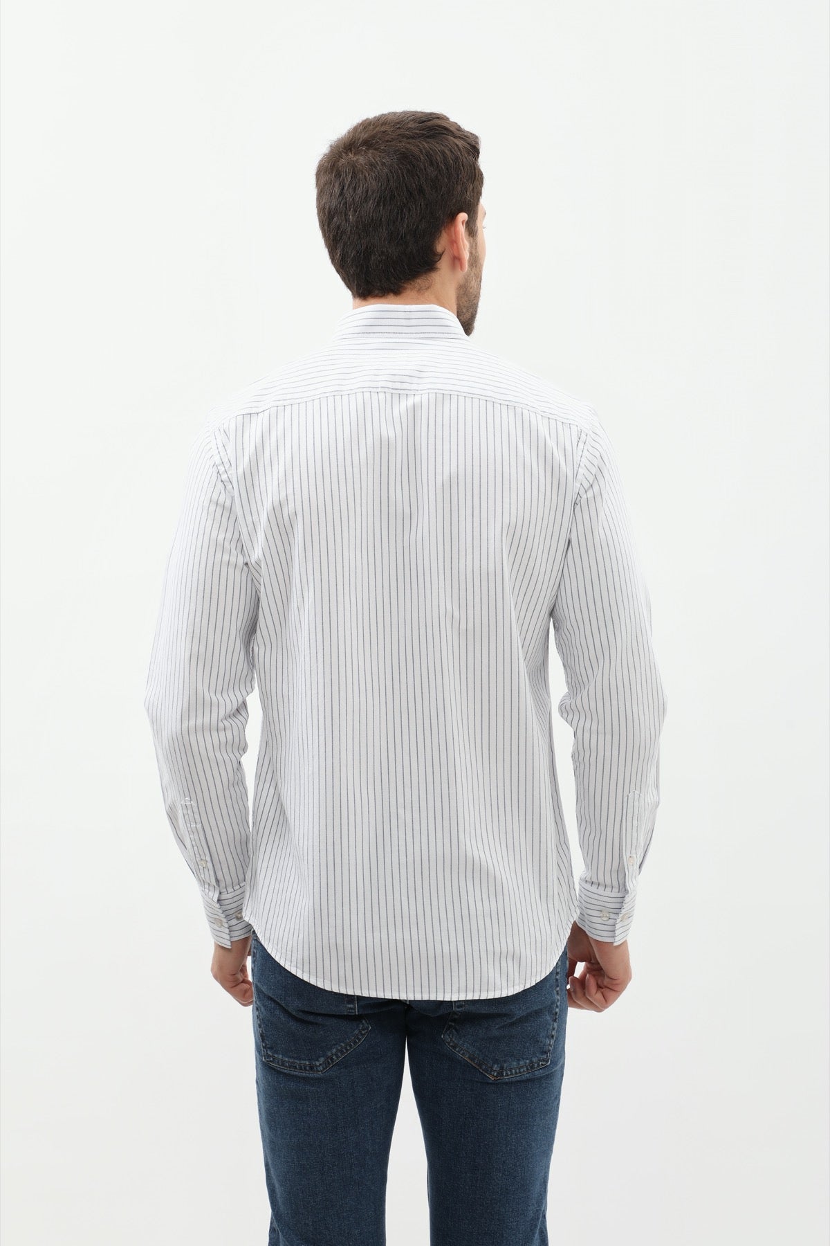 SHIRTSPRO Striped Regular Fit Shirt - Button-Down Collar - Navy