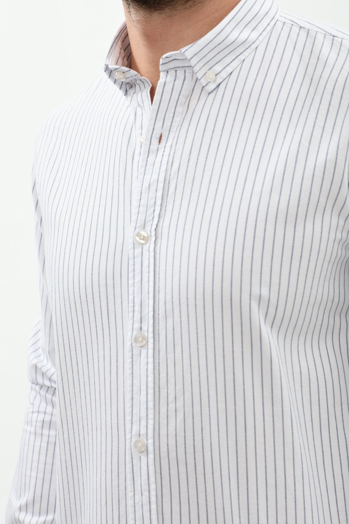 SHIRTSPRO Striped Regular Fit Shirt - Button-Down Collar - Navy