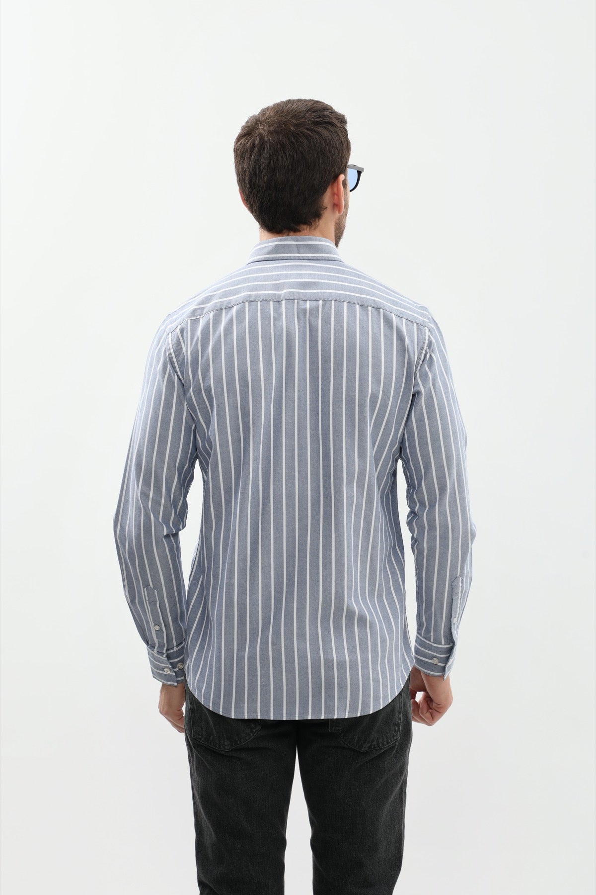 SHIRTSPRO Striped Regular Fit Shirt - Button-Down Collar - Navy