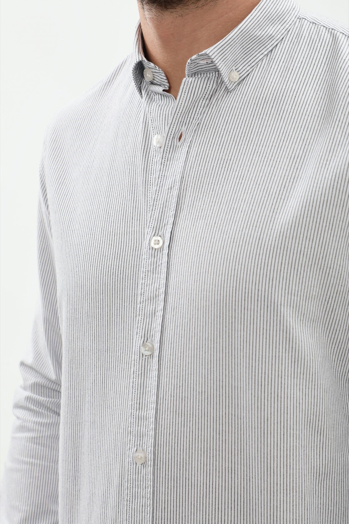 SHIRTSPRO Striped Regular Fit Shirt - Button-Down Collar - Black