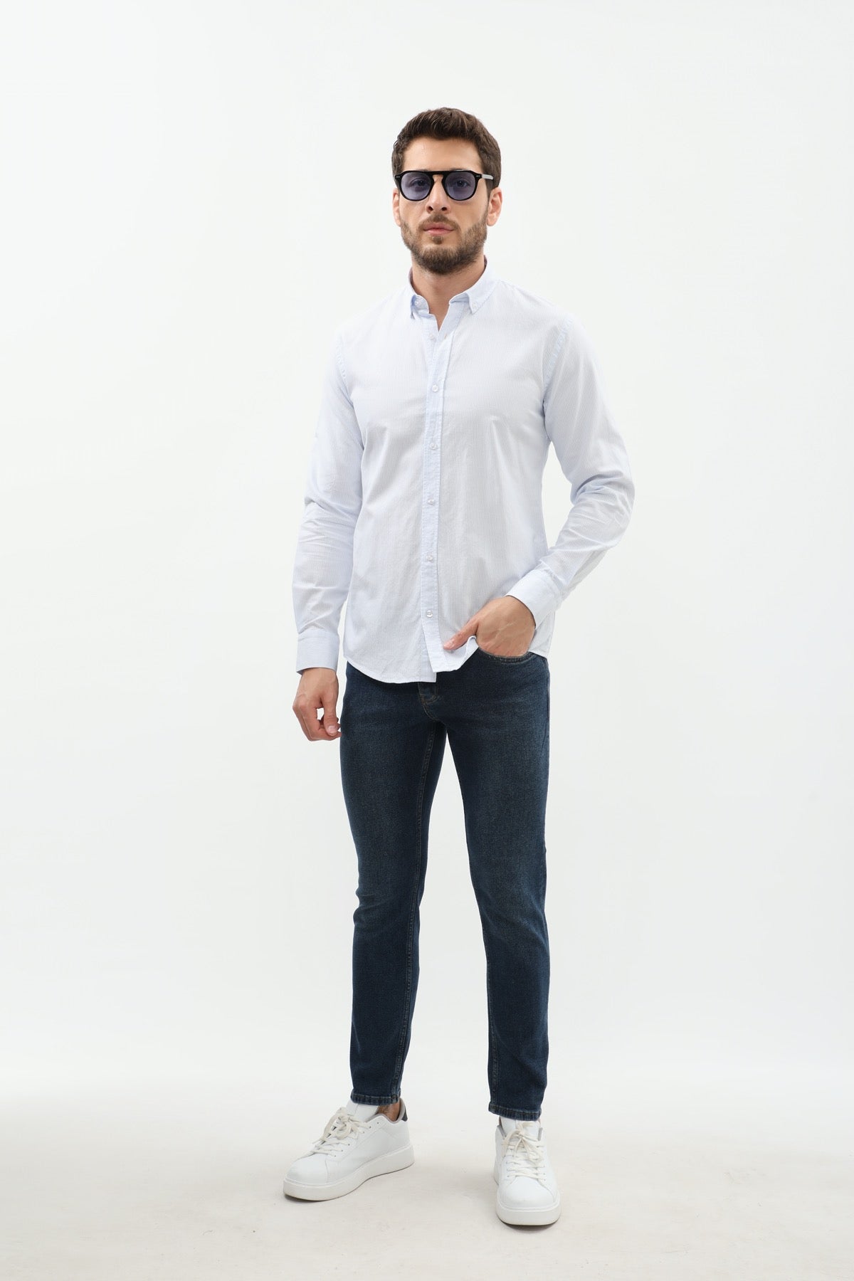 SHIRTSPRO Striped Regular Fit Shirt - Button-Down Collar - Blue