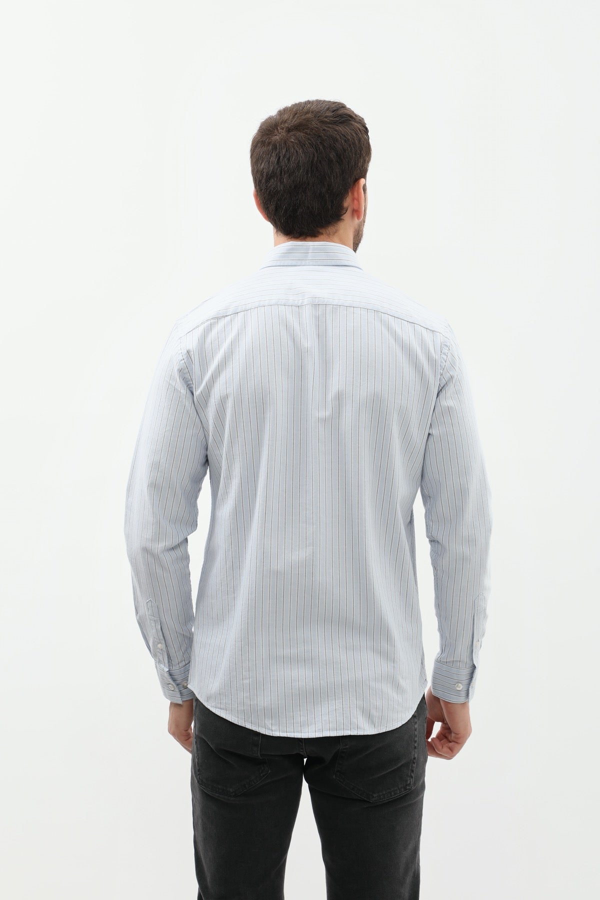 قميص مخطط بقبة بأزرار من SHIRTSPRO - لون ازرق فاتح