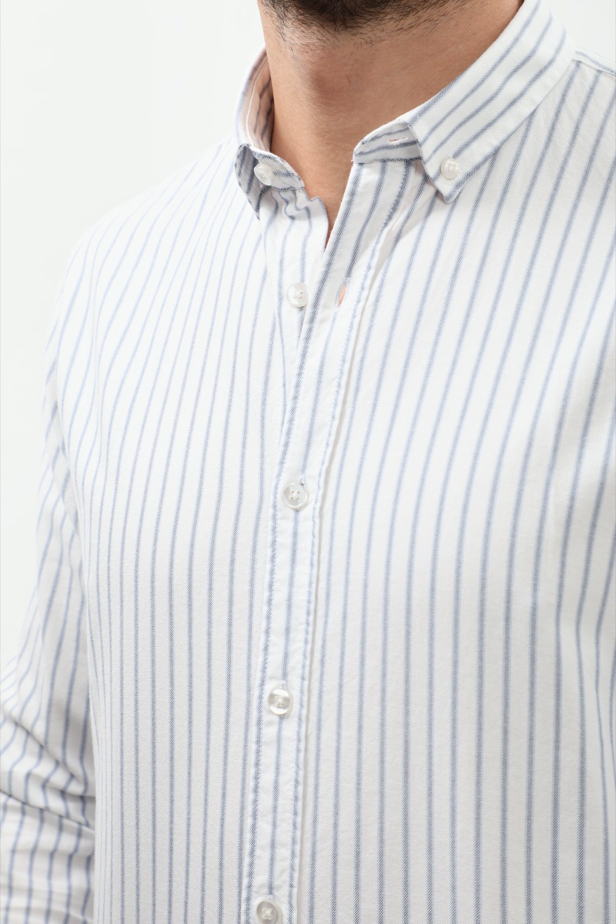 SHIRTSPRO Striped Regular Fit Shirt - Button-Down Collar - White