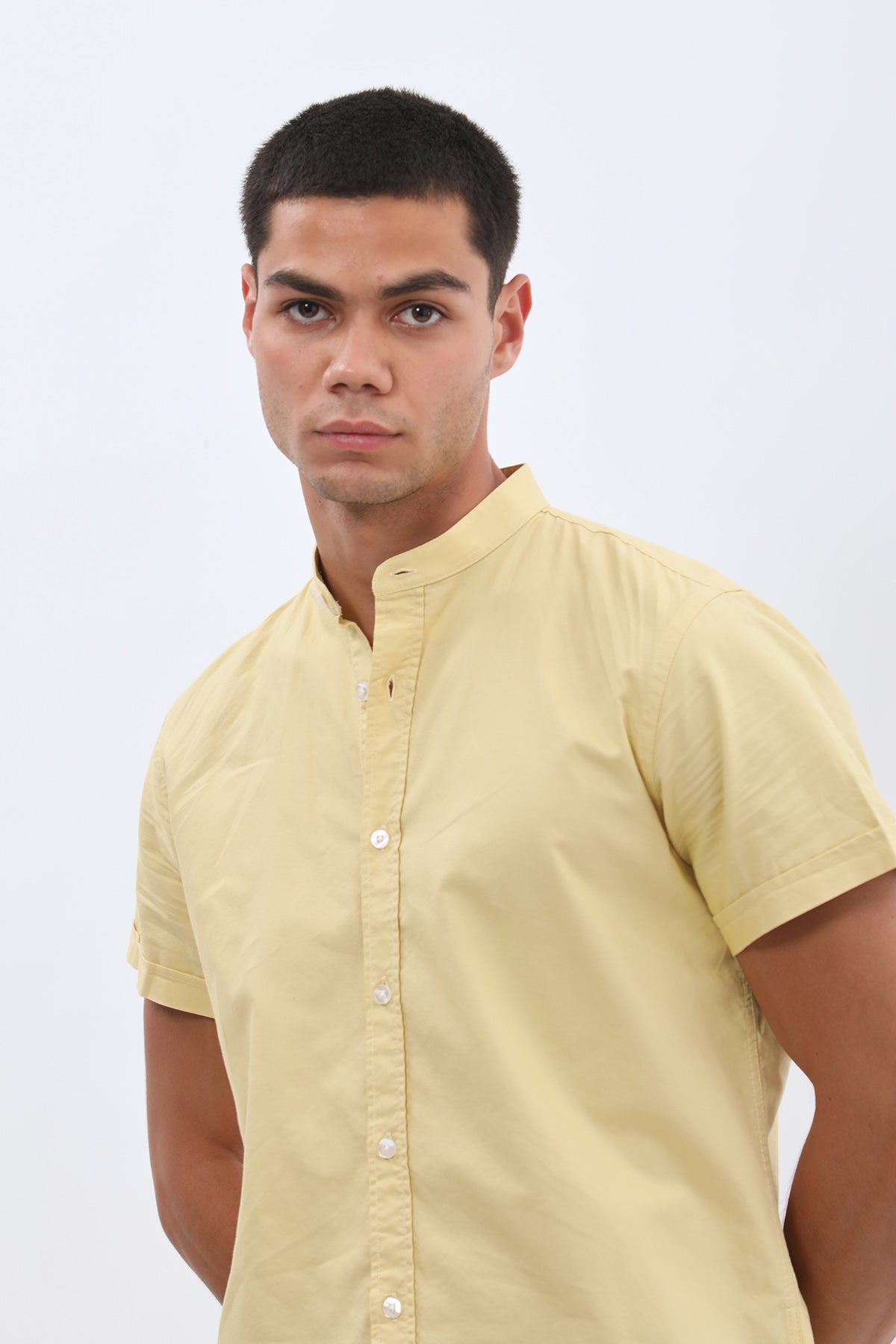 SHIRTSPRO Oxford Regular Fit Short Sleeve Shirt - Mao Collar - Cocoon