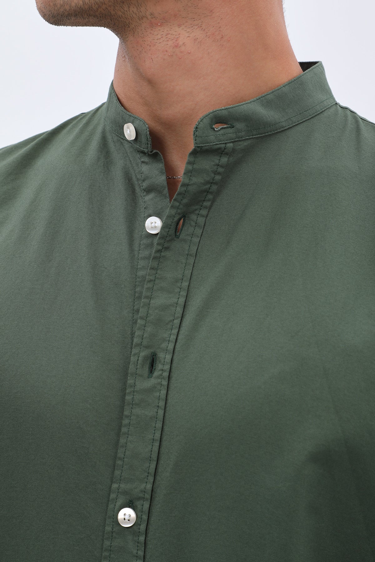 SHIRTSPRO Oxford Regular Fit Short Sleeve Shirt - Mao Collar - Mountain View