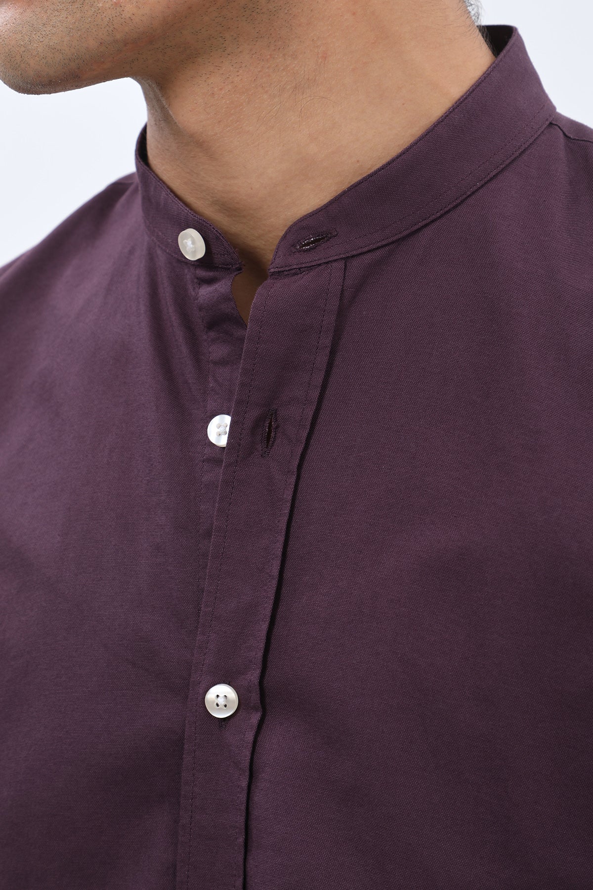 SHIRTSPRO Oxford Regular Fit Short Sleeve Shirt - Mao Collar - Night Shade