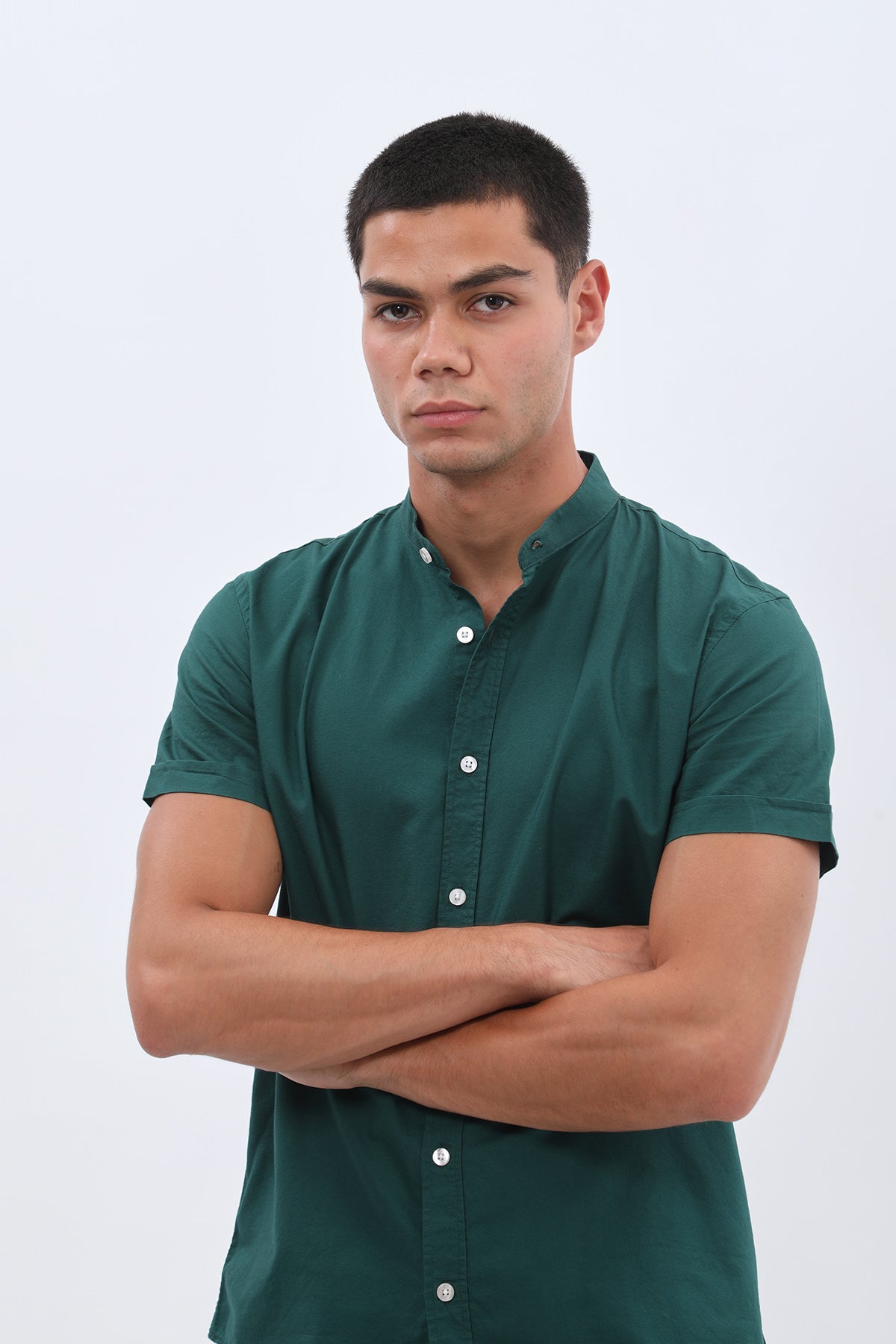 SHIRTSPRO Oxford Regular Fit Short Sleeve Shirt - Mao Collar - Ponderosa Pine