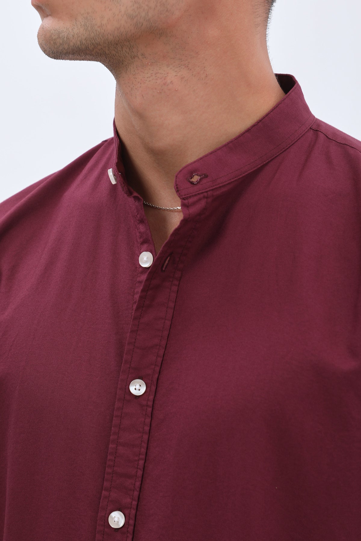 SHIRTSPRO Oxford Regular Fit Short Sleeve Shirt - Mao Collar - Potent Purple