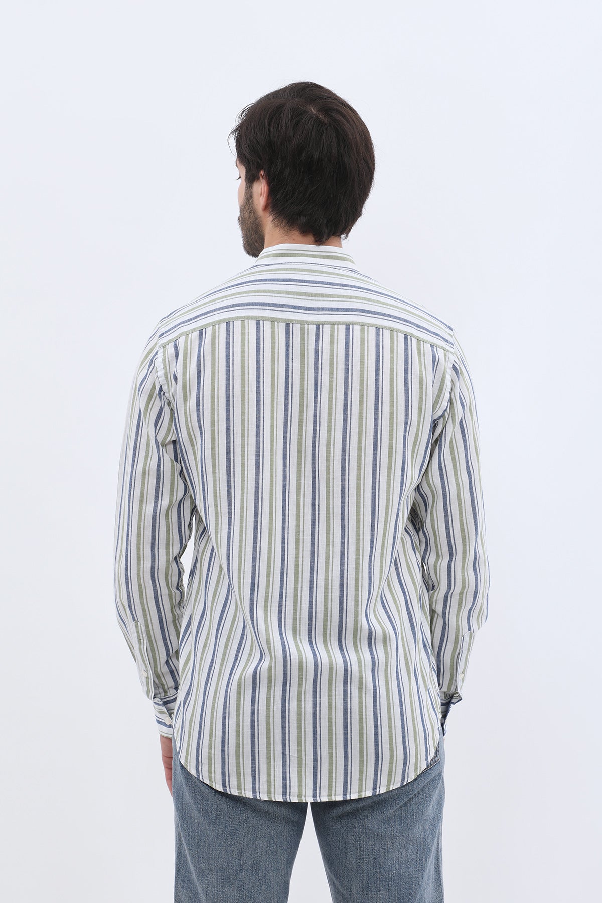 SHIRTSPRO Striped Regular Fit Shirt - Mao Collar - Blue