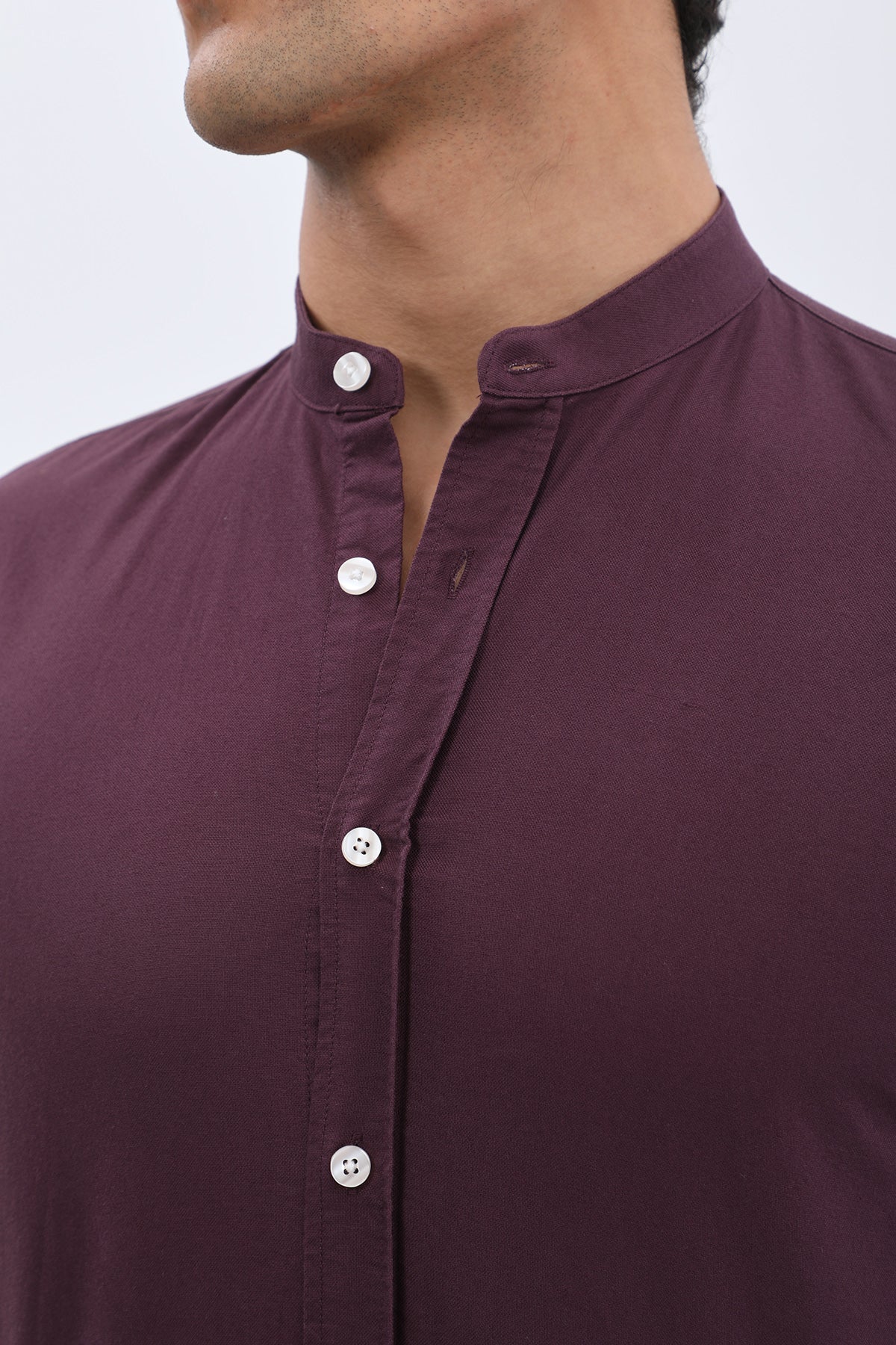 SHIRTSPRO Oxford Regular Fit Shirt - Mao Collar - Plum