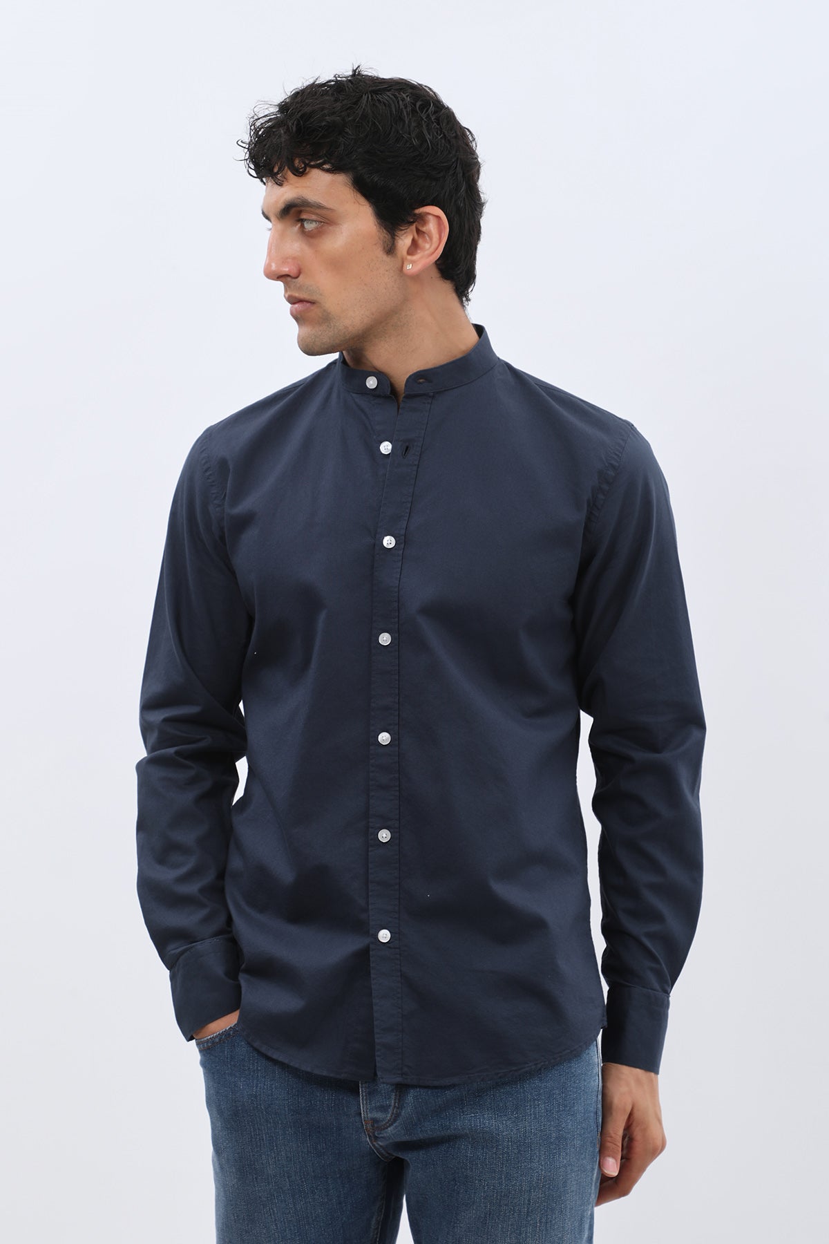 SHIRTSPRO Oxford Regular Fit Shirt - Mao Collar - Blueberry