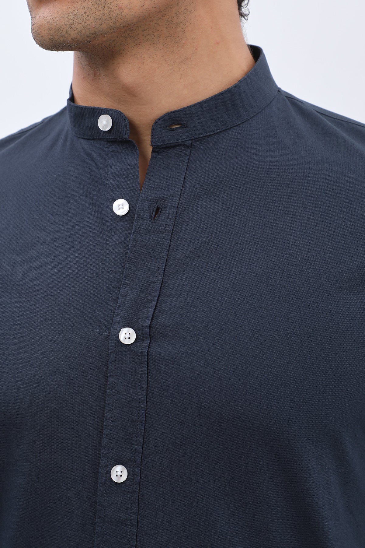 SHIRTSPRO Oxford Regular Fit Shirt - Mao Collar - Blueberry