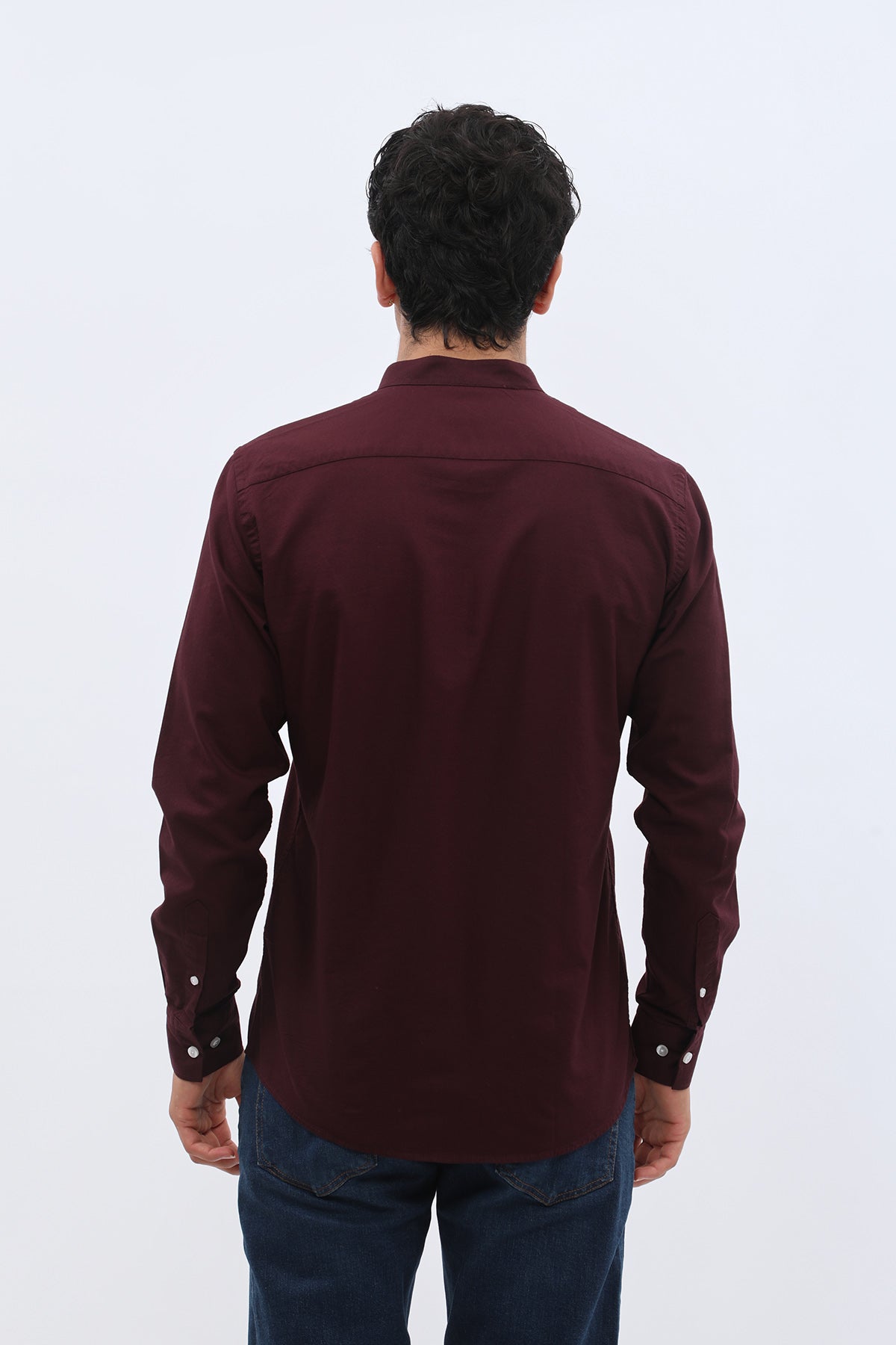 SHIRTSPRO Oxford Regular Fit Shirt - Mao Collar - Dark Bordeaux