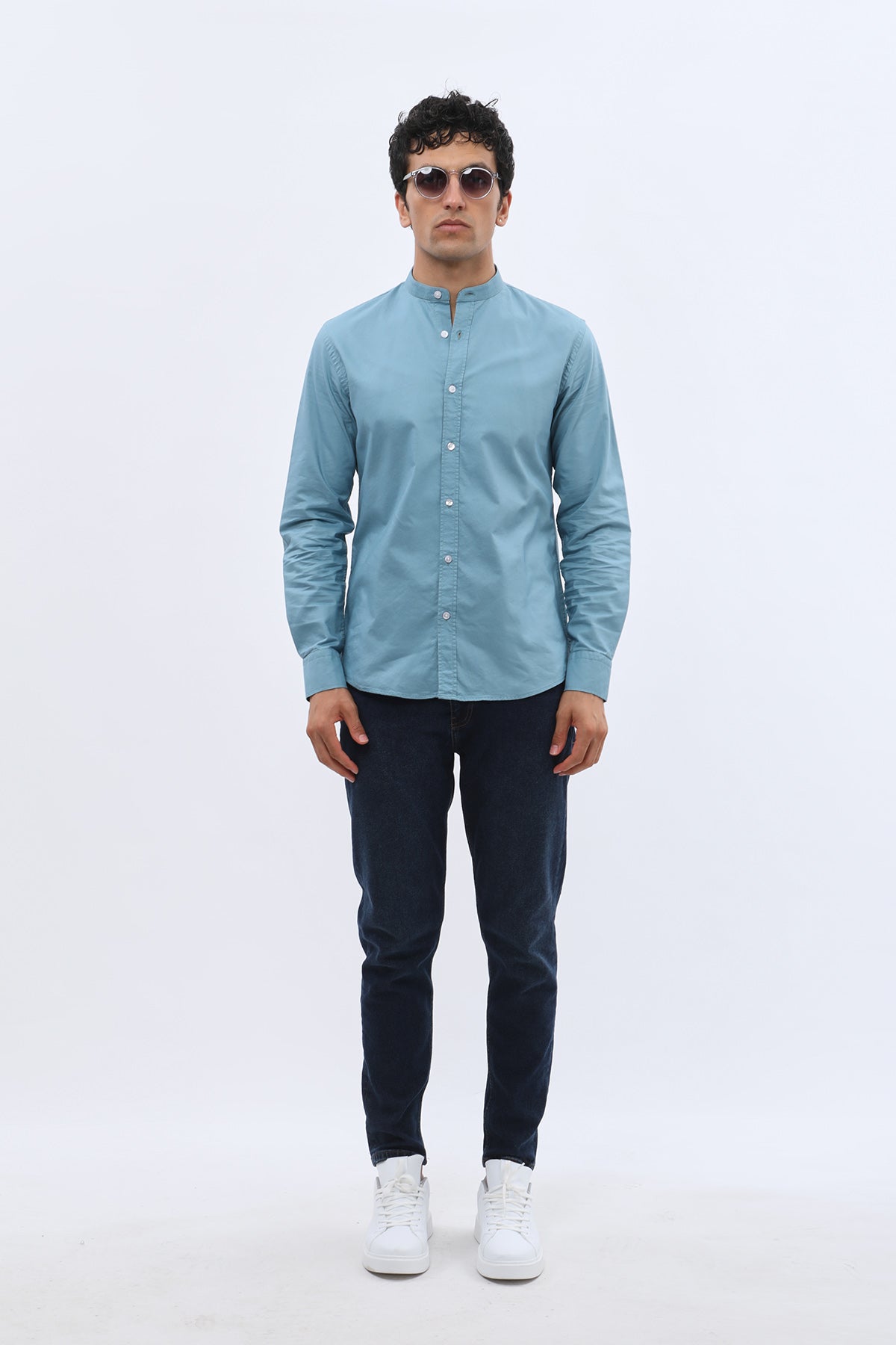 SHIRTSPRO Oxford Regular Fit Shirt - Mao Collar - Adriatic