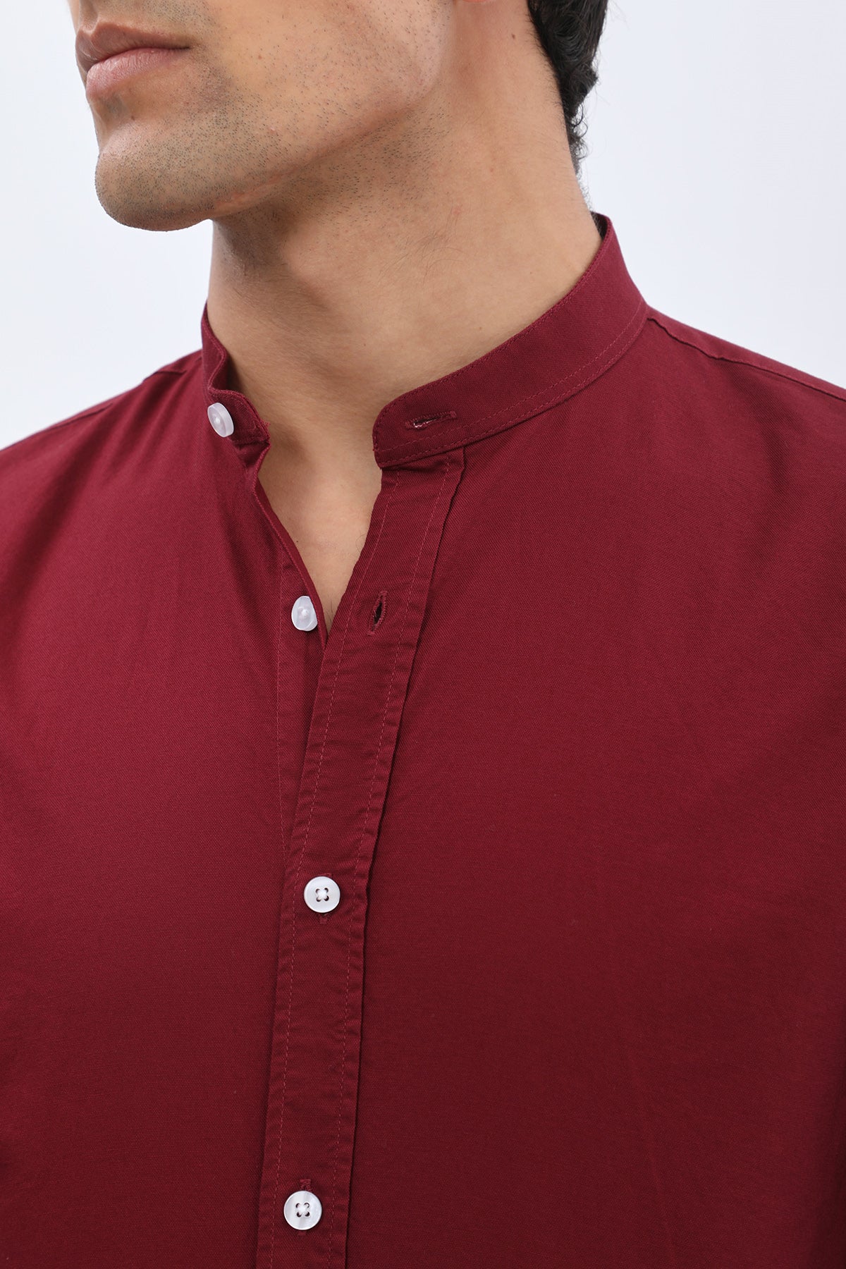 SHIRTSPRO Oxford Regular Fit Shirt - Mao Collar - Bordo Red
