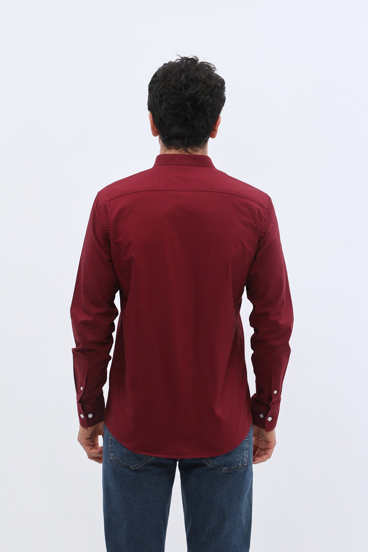 قميص أكسفورد بقبة ماندارين من SHIRTSPRO - أحمر بورجوندي
