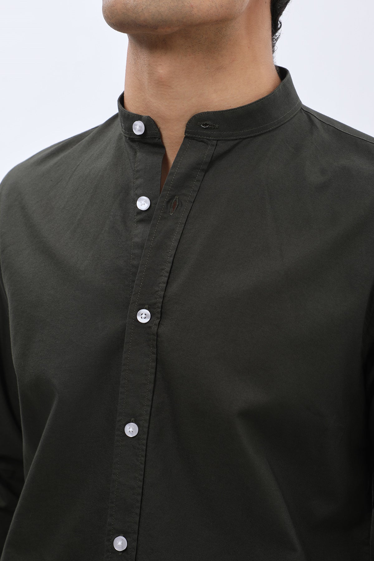SHIRTSPRO Oxford Regular Fit Shirt - Mao Collar - Green