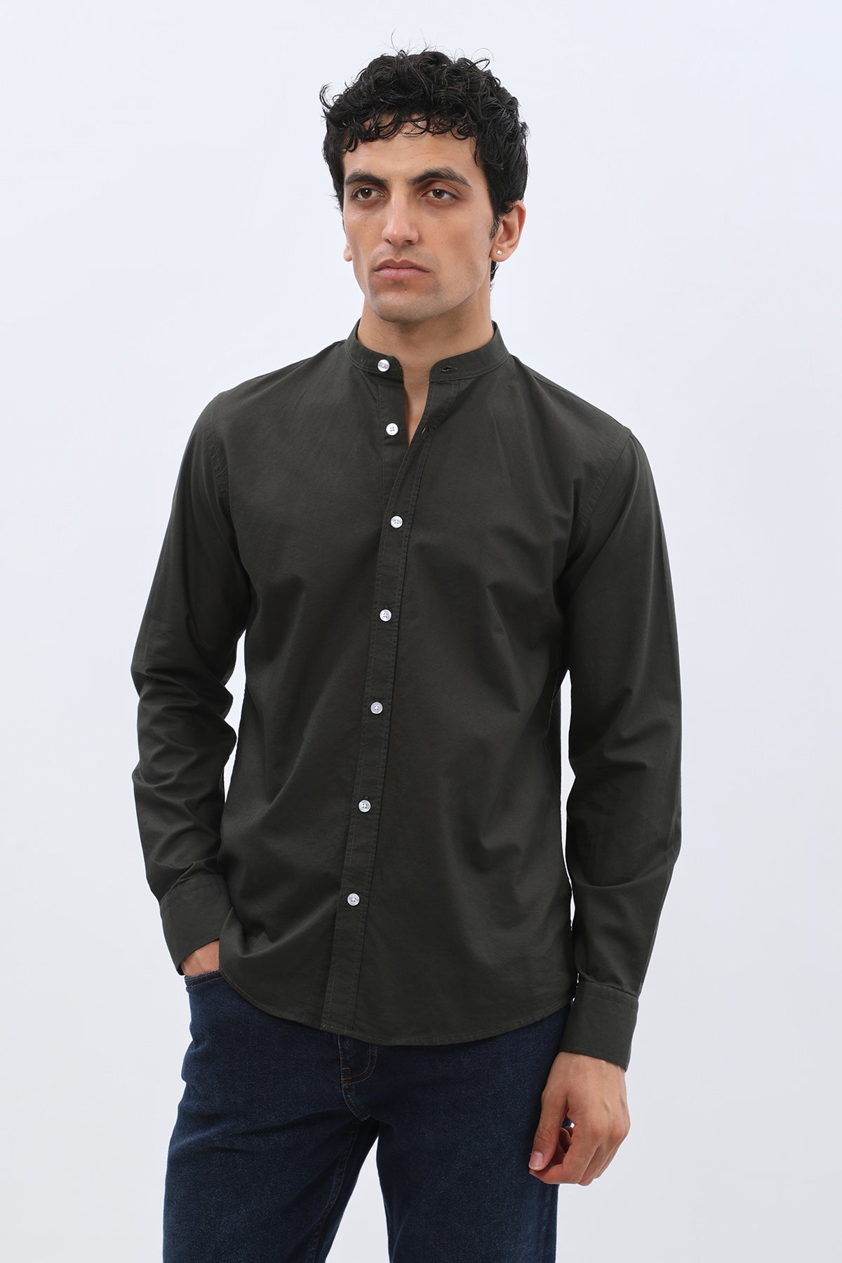 SHIRTSPRO Oxford Regular Fit Shirt - Mao Collar - Green