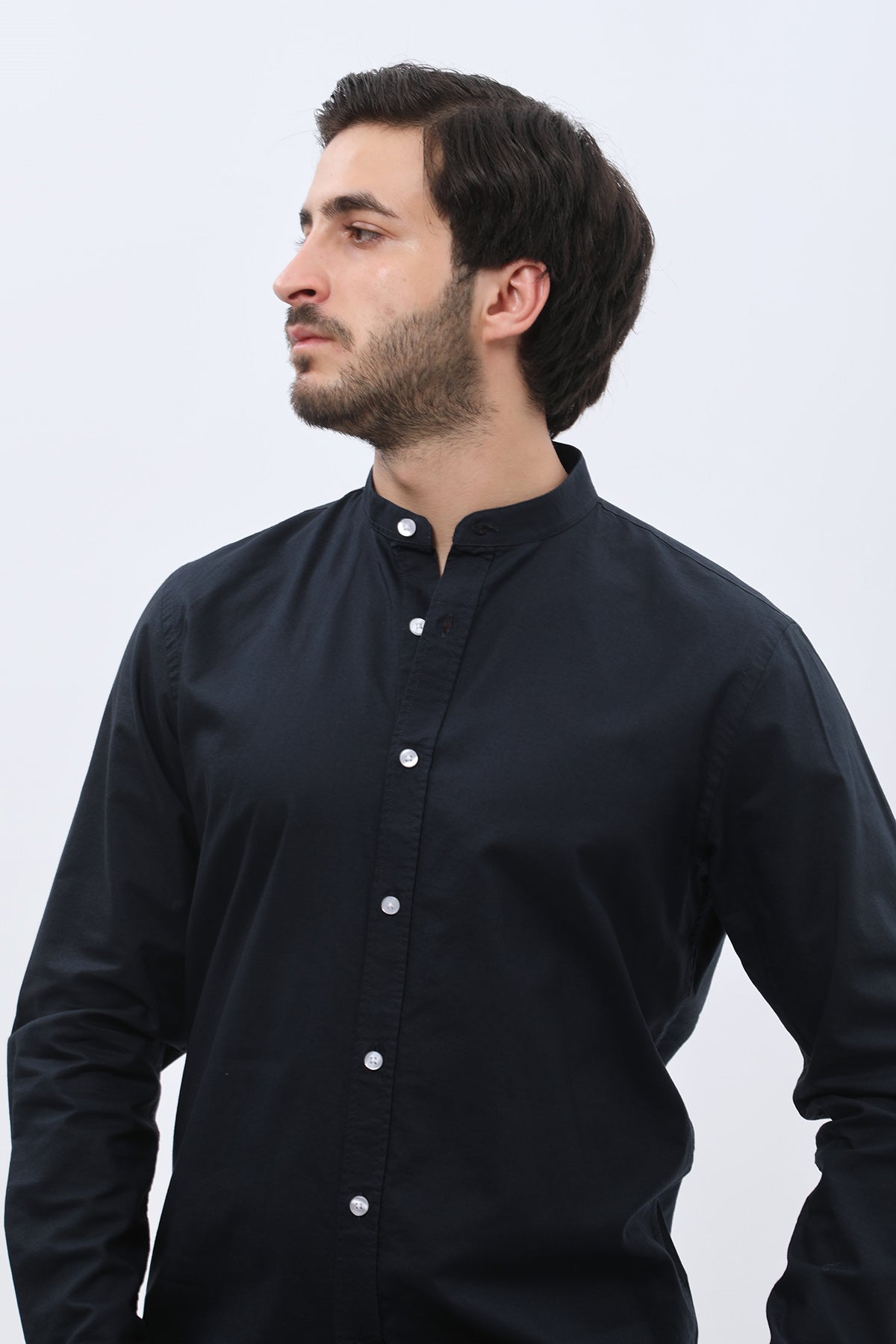 SHIRTSPRO Oxford Regular Fit Shirt - Mao Collar - Navy