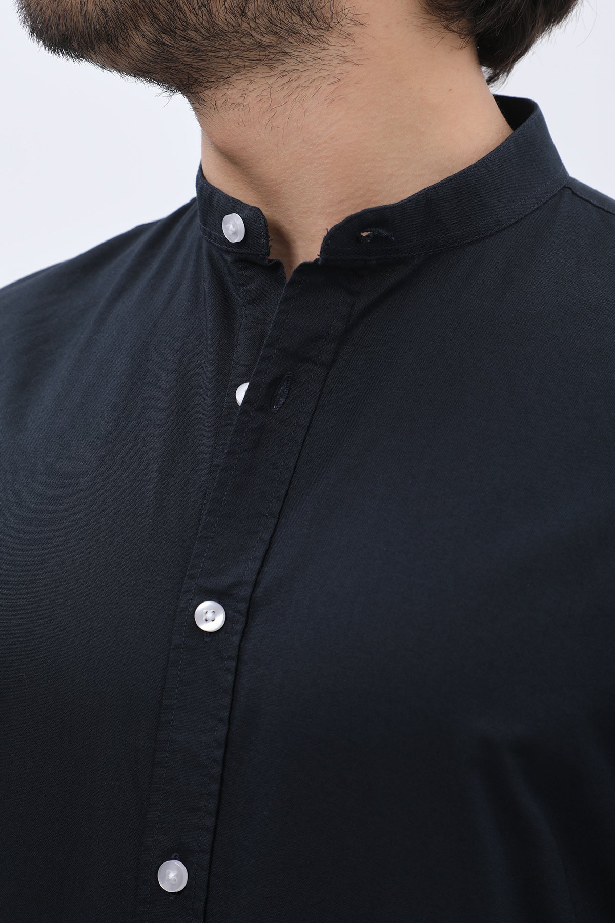 SHIRTSPRO Oxford Regular Fit Shirt - Mao Collar - Navy