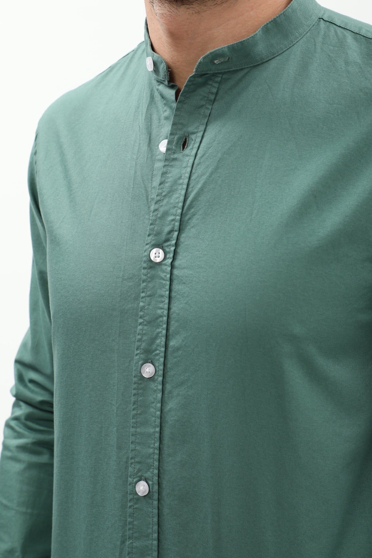 SHIRTSPRO Oxford Regular Fit Shirt - Mao Collar - Smoke Pine