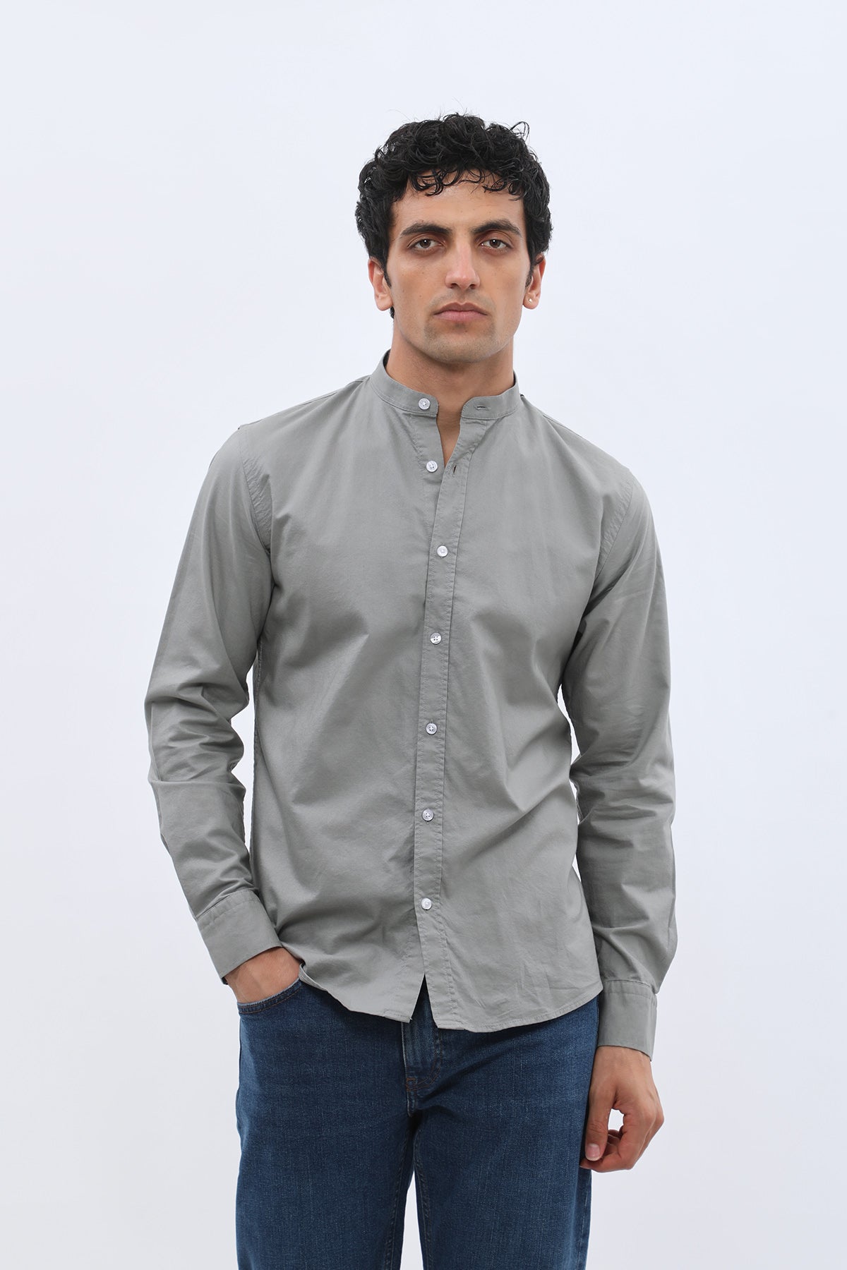 SHIRTSPRO Oxford Regular Fit Shirt - Mao Collar - Wild Dove