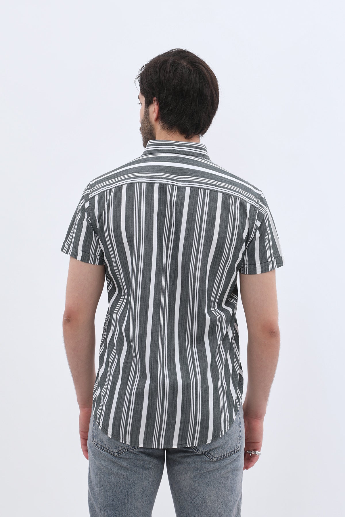 SHIRTSPRO Striped Regular Fit Short Sleeve Shirt - Button-Down Collar - Pine Grove