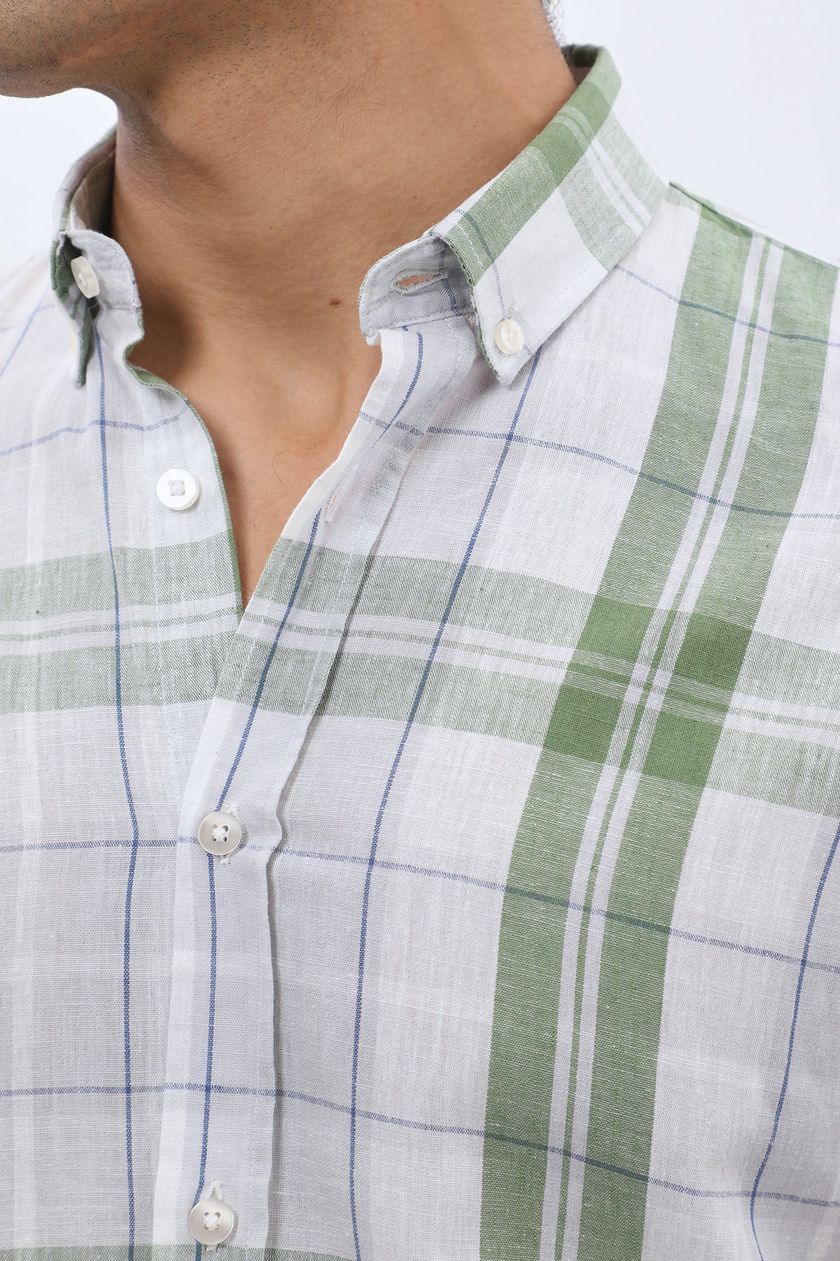 SHIRTSPRO Checked Regular Fit Short Sleeve Shirt - Button-Down Collar - Green