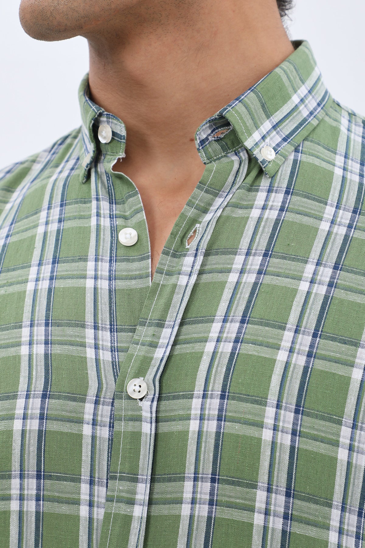 SHIRTSPRO Checked Regular Fit Short Sleeve Shirt - Button-Down Collar - Green
