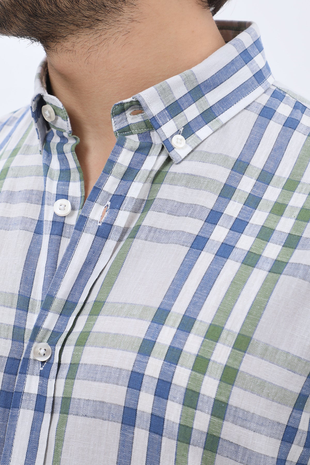 SHIRTSPRO Checked Regular Fit Short Sleeve Shirt - Button-Down Collar - Green
