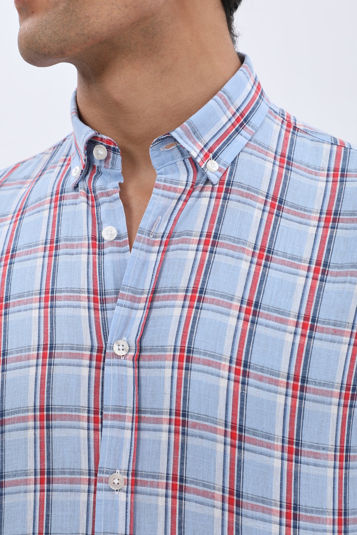 SHIRTSPRO Checked Regular Fit Short Sleeve Shirt - Button-Down Collar - Red