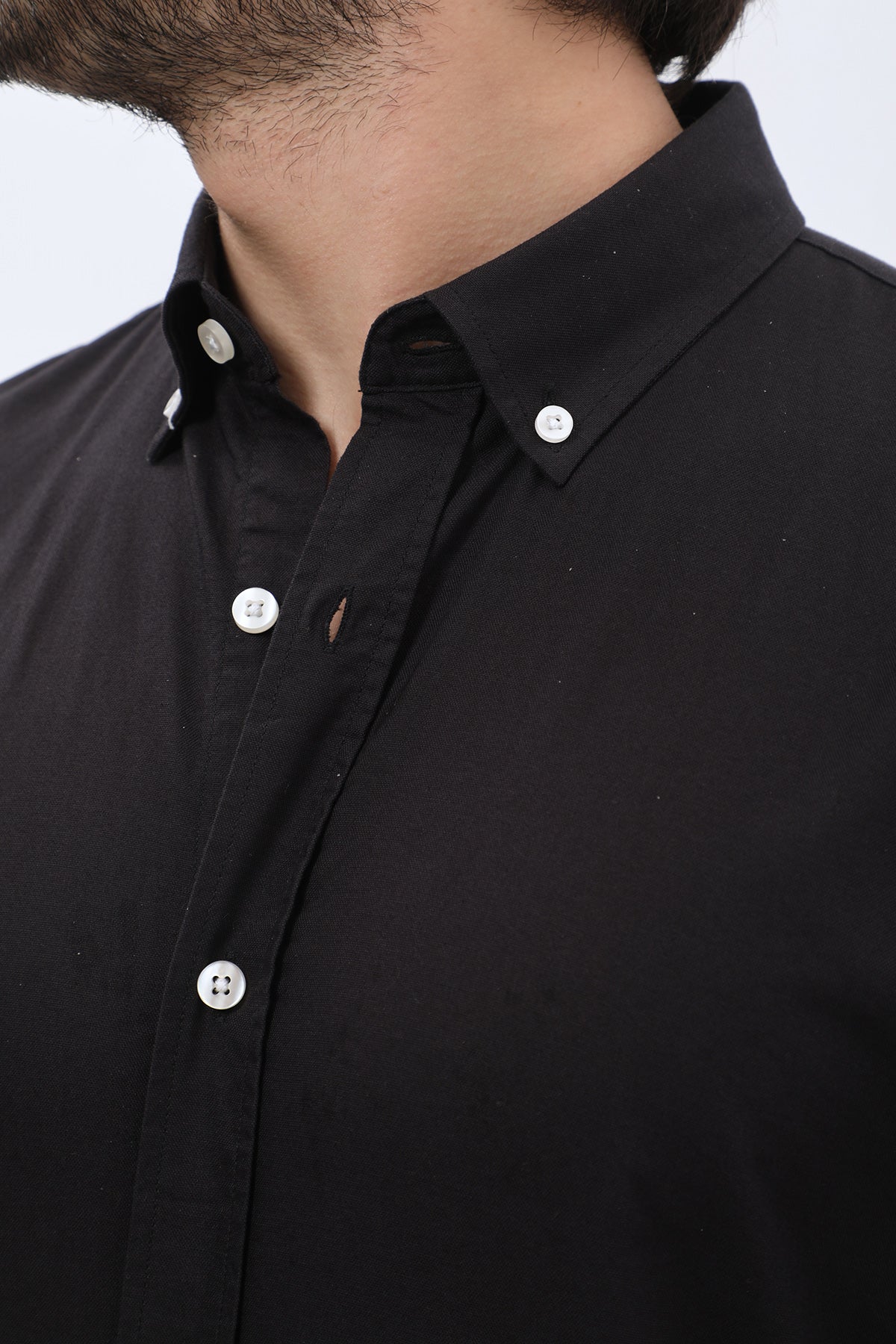 SHIRTSPRO Oxford Regular Fit Short Sleeve Shirt - Button-Down Collar - Black