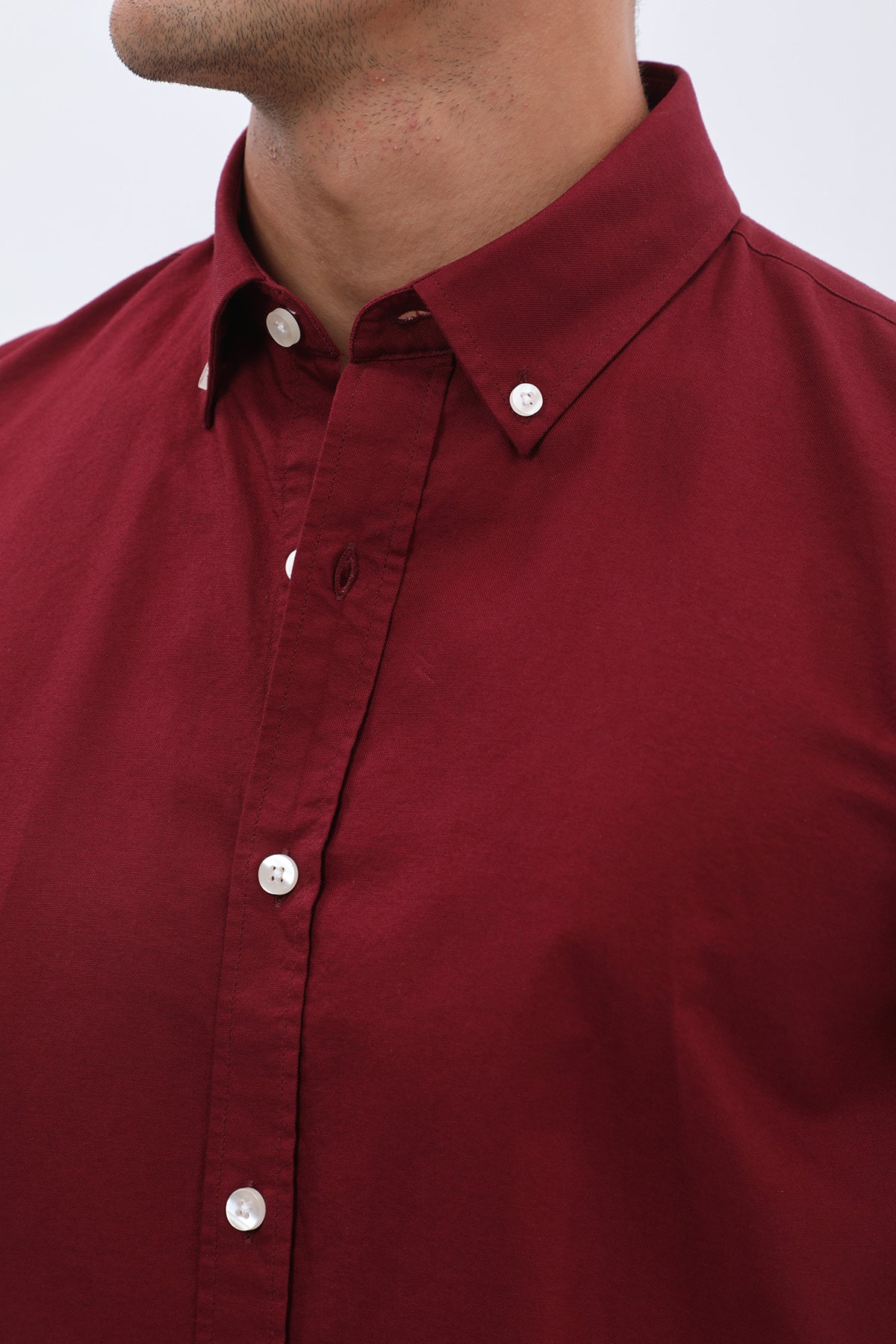 SHIRTSPRO Oxford Regular Fit Short Sleeve Shirt - Button-Down Collar - Bordo