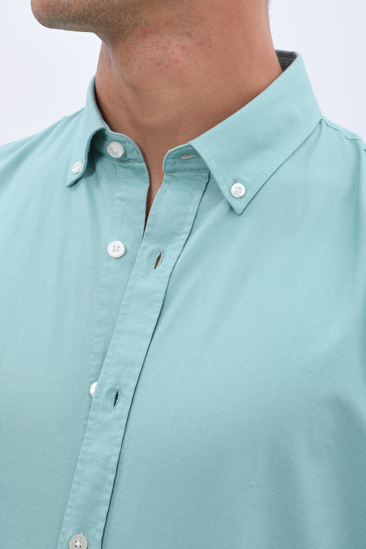 SHIRTSPRO Oxford Regular Fit Short Sleeve Shirt - Button-Down Collar - Dusty Turquoise