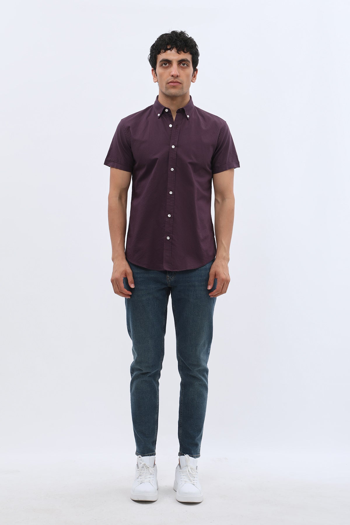SHIRTSPRO Oxford Regular Fit Short Sleeve Shirt - Button-Down Collar - Night Shade
