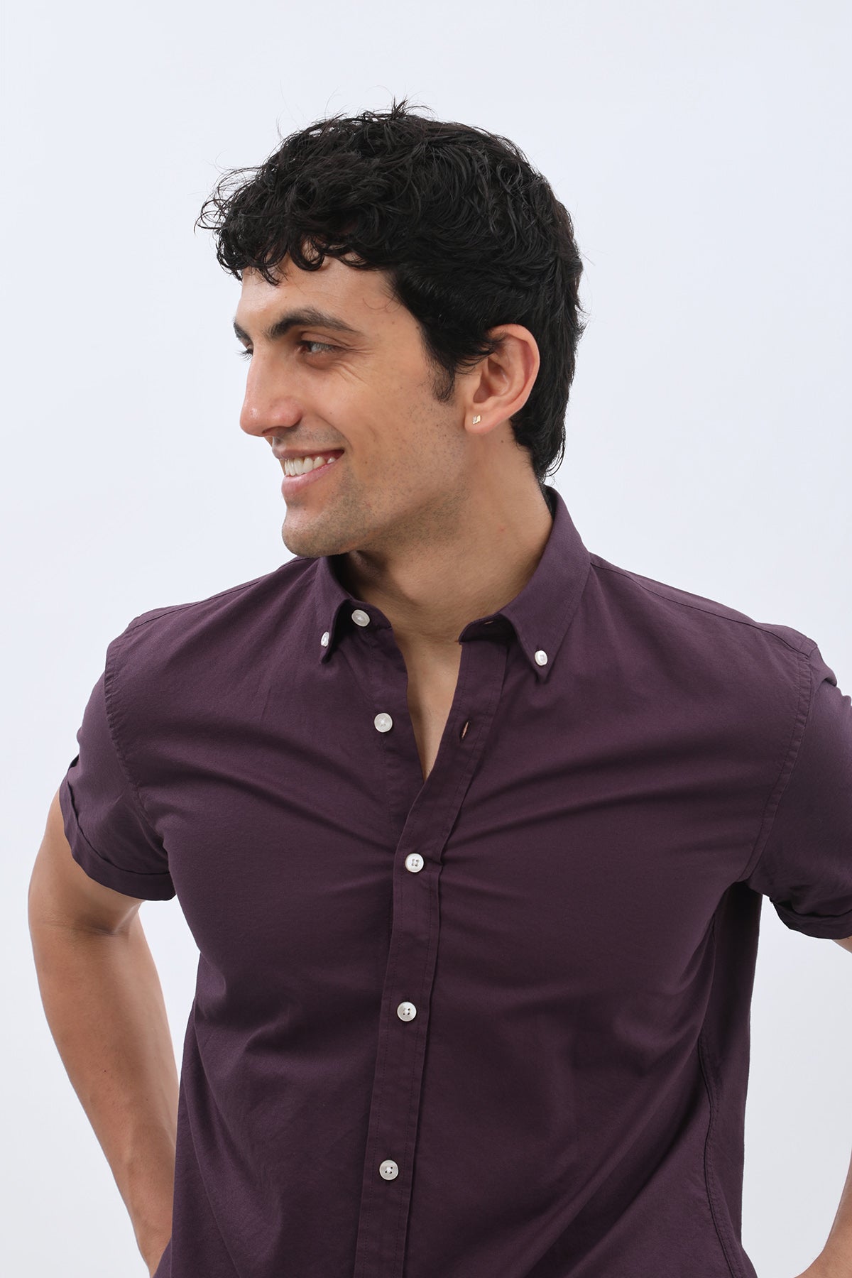 SHIRTSPRO Oxford Regular Fit Short Sleeve Shirt - Button-Down Collar - Night Shade