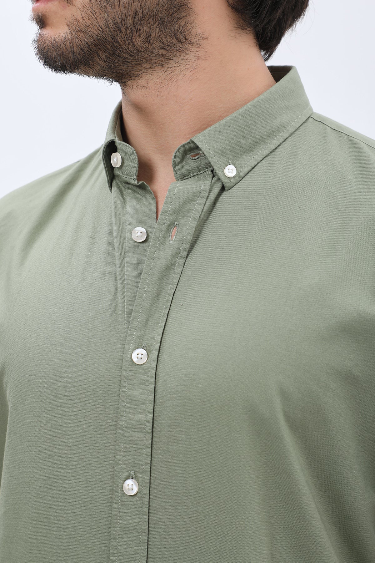 SHIRTSPRO Oxford Regular Fit Short Sleeve Shirt - Button-Down Collar - Oil Green