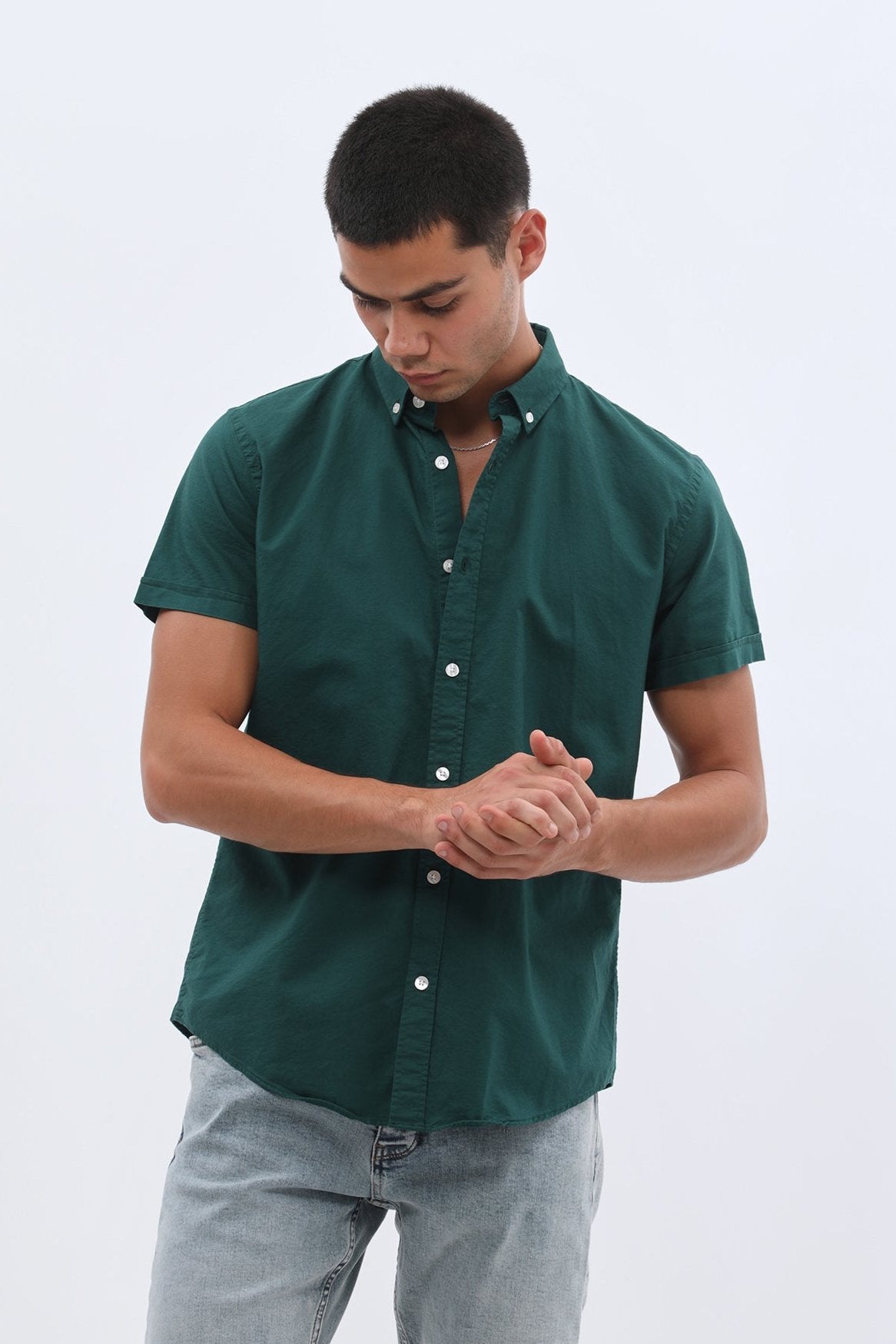 SHIRTSPRO Oxford Regular Fit Short Sleeve Shirt - Button-Down Collar - Ponderosa